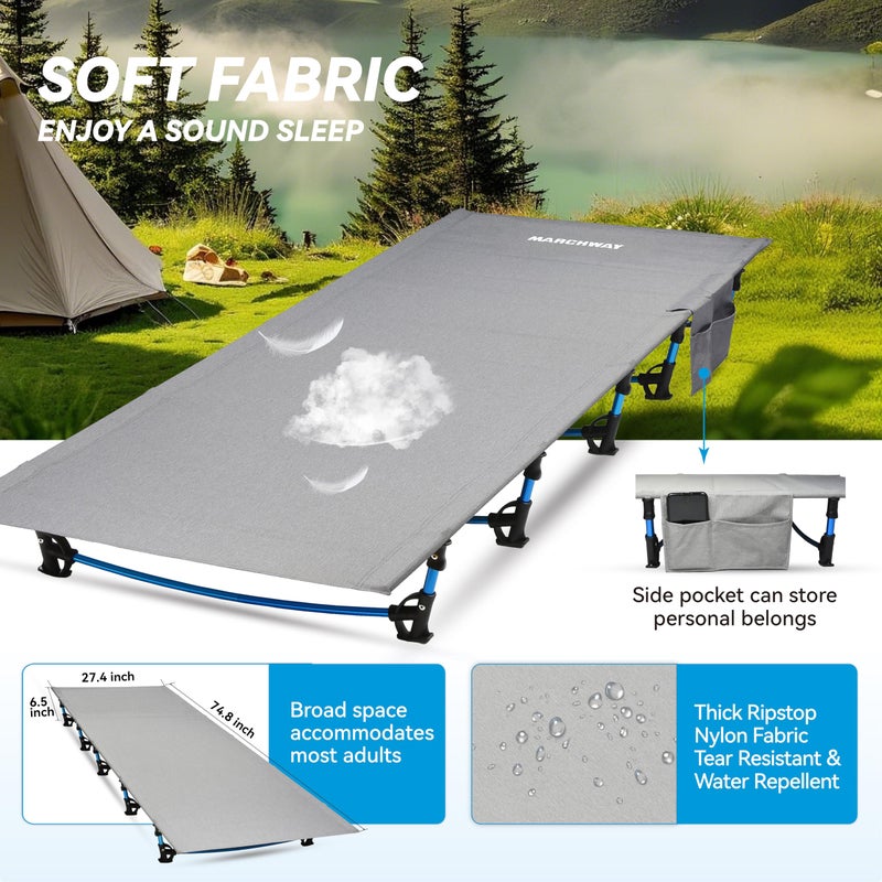 MARCHWAY Ultralight Folding Tent Camping Cot Bed, Portable Compact for Outdoor Travel, Base Camp, Hiking, Mountaineering, Lightweight Backpacking (Grey) - Image 3